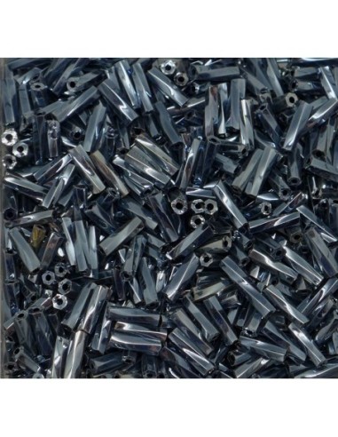 Perle tube torsadé de rocaille gris hématite brillant pour tissage