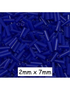 Perle de rocaille tube 7mmx2mm bleu environ 760 perles