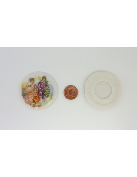 Cabochon rond vintage 42,3mm en porcelaine