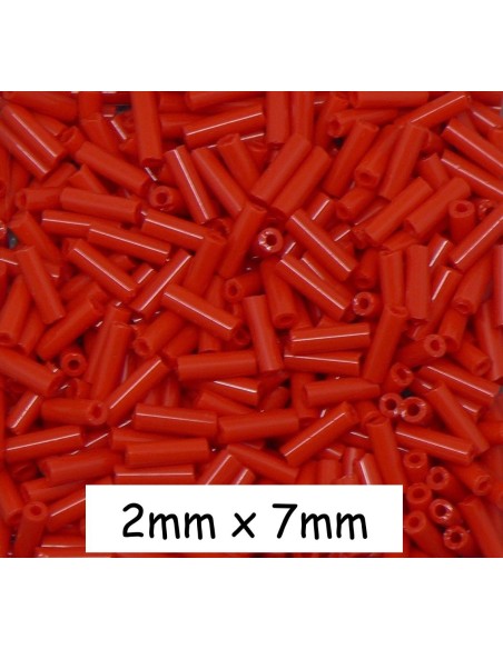 Perle de rocaille tube 7mmx2mm rouge environ 630 perles