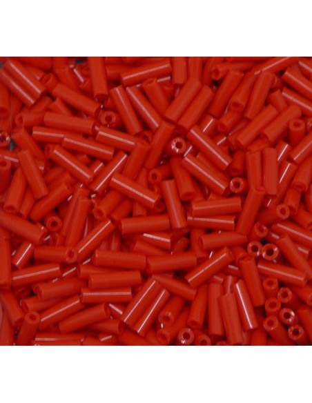 Petite perle rouge tube de rocaille pour tressage