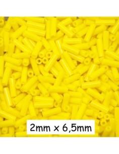 Perle de rocaille tube 6,5mmx2mm jaune environ 600 perles