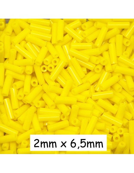Perle de rocaille tube 6,5mmx2mm jaune environ 600 perles