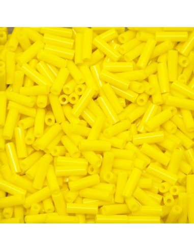 Perle de rocaille tube 6mm jaune pour broderie