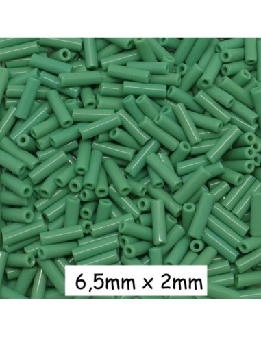 Perle de rocaille tube 6,5mmx2mm vert amande pas chère