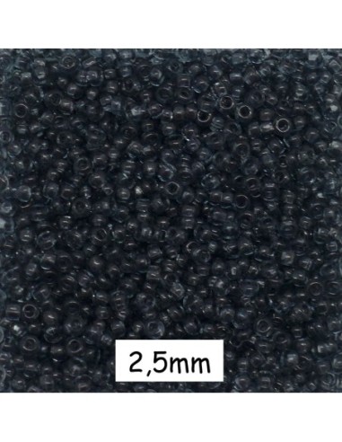 Perle de rocaille 2,5mm pas chère gris anthracite transparent