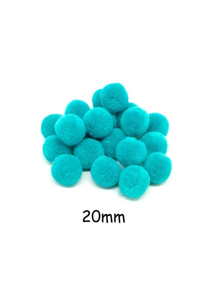 Pompon rond vert turquoise 2cm pour customisation, couture