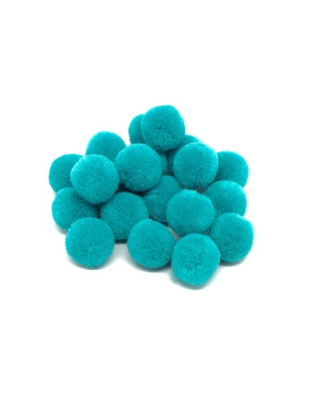 Pompon rond vert turquoise pour customisation de trousse, sac de plage