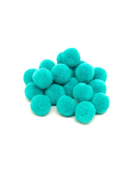 Pompon rond vert turquoise 2cm pour customisation sac de plage