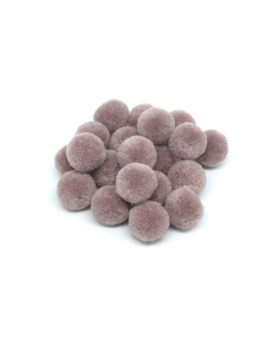Pompon rond synthétique marron sépia clair 2cm pour foulard