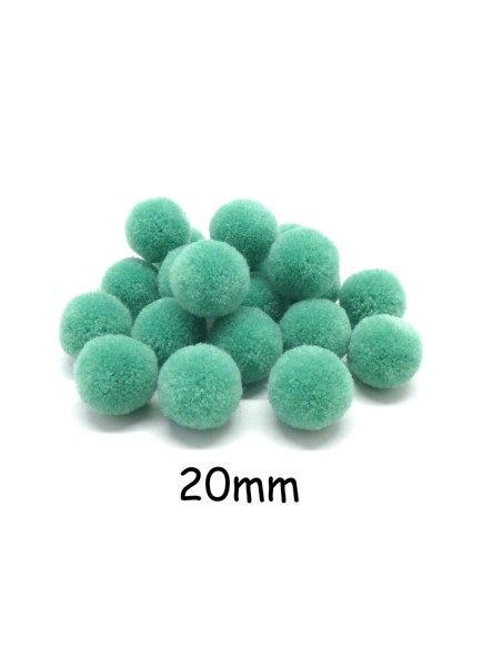 Pompon rond vert clair opaline 2cm pour customisation, couture