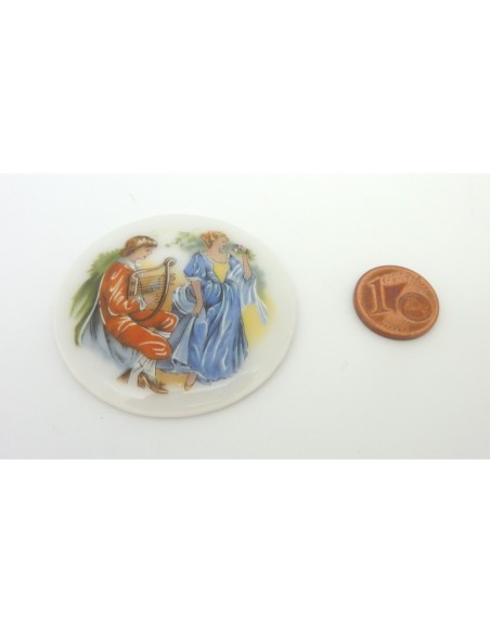 Cabochon en porcelaine style romantisme vintage