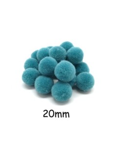 Pompon rond bleu canard 2cm pour customisation, couture