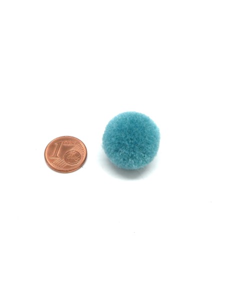 Pompon rond bleu canard 2cm pour customisation, couture