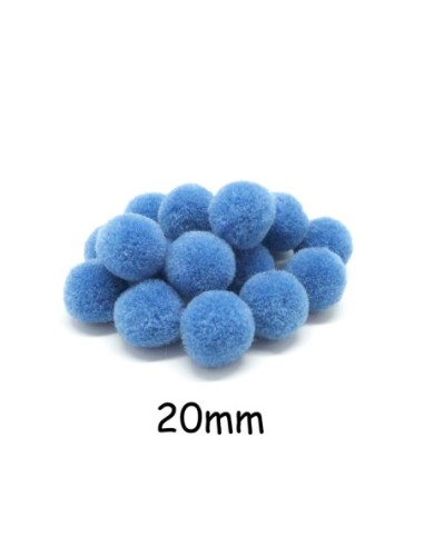 Pompon rond bleu bleuet 2cm pour customisation, couture