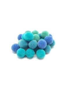 Pompon rond dégradé de bleu et vert, couleurs assorties, 2cm pour customisation, couture 2