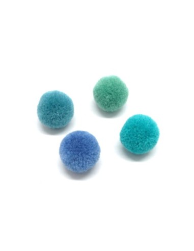 20 pompons rond dégradé de bleu et vert, couleurs assorties, 2cm pour customisation, couture