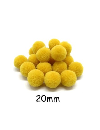 Pompon rond jaune moutarde 2cm pour customisation, couture, embelissement