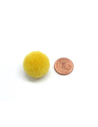 Pompon rond jaune moutarde 2cm pour couture