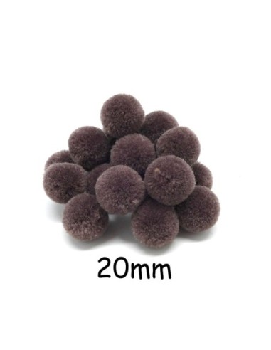 Pompon rond marron cacao 2cm pour couture, trousse, drap de plage, foulard