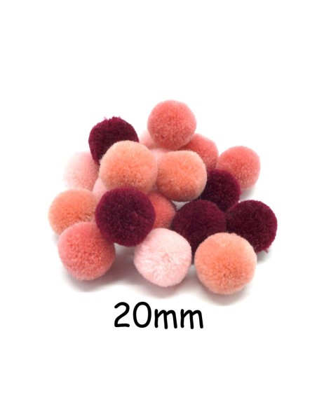 Pompon rond rose de couleurs assorties, 2cm pour customisation, couture