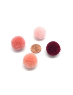 Pompon rond rose de couleurs assorties, 2cm pour customisation, couture 2