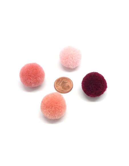 Pompon rond dégradé de rose couleurs assorties pour création de bijoux