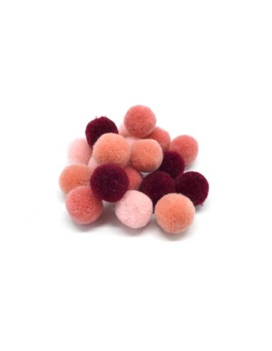 Pompon rond dégradé de rose couleurs assorties, 2cm pour customisation, couture