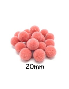 Pompon rond rose pêche 2cm pour couture, trousse, drap de plage, foulard