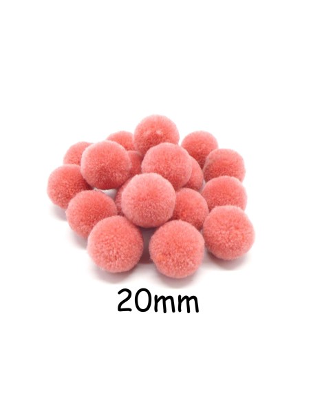 Pompon rond rose pêche 2cm pour couture, trousse, drap de plage, foulard