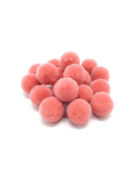 Pompon rond rose pêche 2cm pour couture