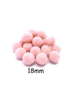 Pompon rond rose pastel 18mm pour couture, trousse, foulard
