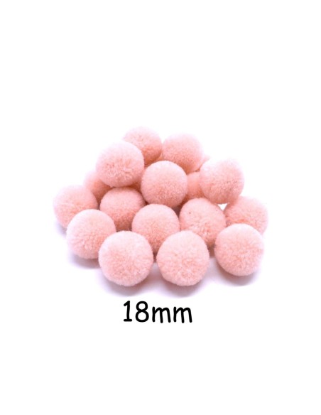 Pompon rond rose pastel 18mm pour couture, trousse, foulard