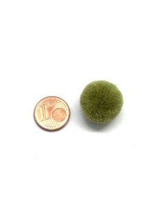 Pompon rond vert olive 18mm pour couture, trousse, foulard 2