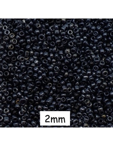Perle de rocaille 2mm noir hématite