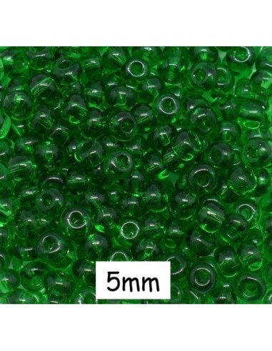 Perle de rocaille 5mm vert foncé transparent