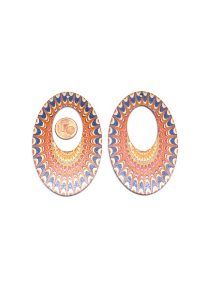 Pendentif bois de forme ovale pas cher et couleur vive