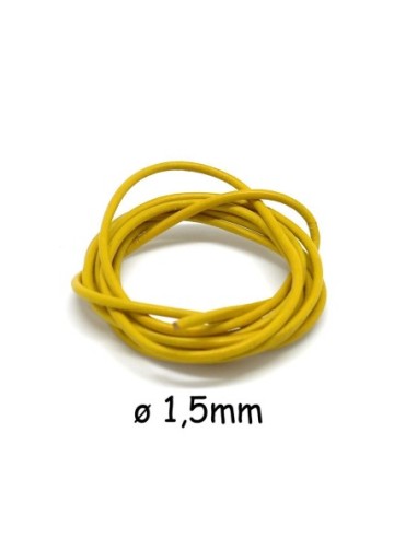 Cordon cuir rond 1,5mm jaune moutarde
