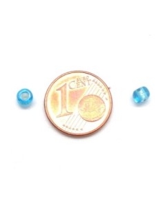 Perle de rocaille 4mm bleu ciel transparent interieur argenté, environ 460 perles 2