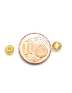 Perle de rocaille 4,5mm doré pâle transparent interieur argenté, environ 330 perles 2