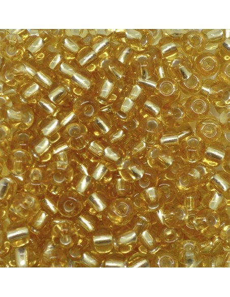 Grosse perles de rocaille 4,5mm doré pâle transparent interieur argenté, environ 330 perles