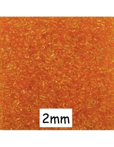 Perle de rocaille 2mm orange transparent environ 2340 perles