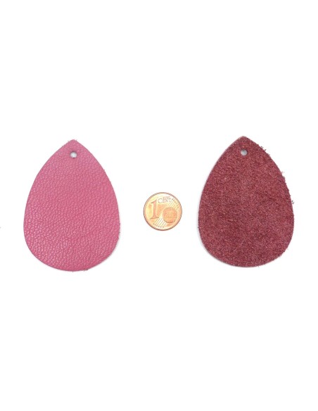 Pendentif goutte en cuir rose pour collier
