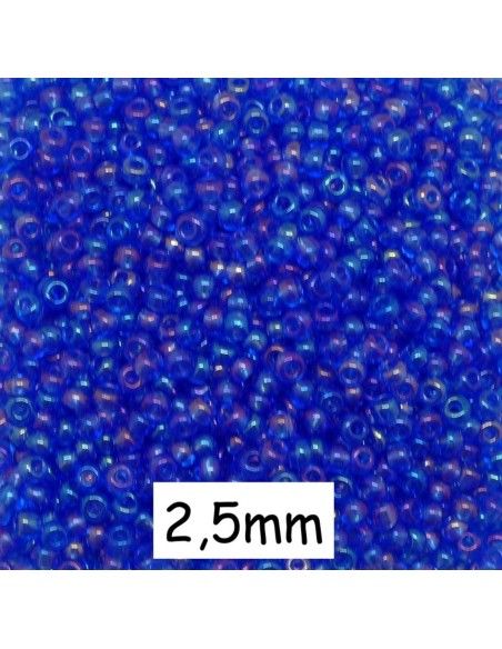 Perle de rocaille 2,5mm de couleur bleu irisé
