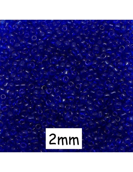 Perle de rocaille 2mm bleu outremer translucide