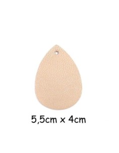 Pendentif cuir de couleur beige en forme de goutte