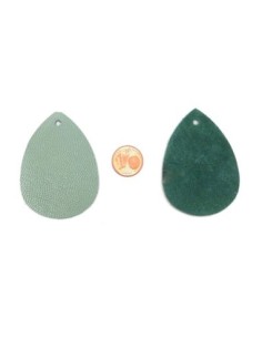 Pendentif cuir vert amande en forme de goutte pour collier 2