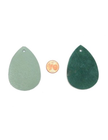 Pendentif goutte en cuir vert amande pour porte clé