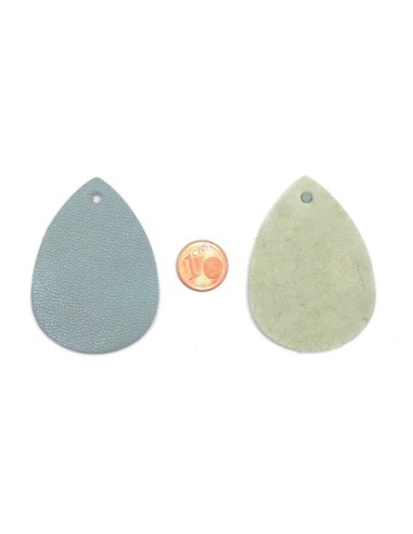 Pendentif cuir de couleur beige en forme de goutte pour création de boucles d'oreilles