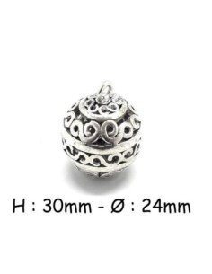 Pendentif grelot argenté 30mm style ethnique